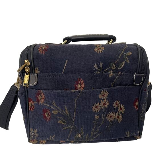Vintage DVF Diane Von Furstenberg Floral Tapestry Case Bag Women Blue Travel - Picture 2 of 12